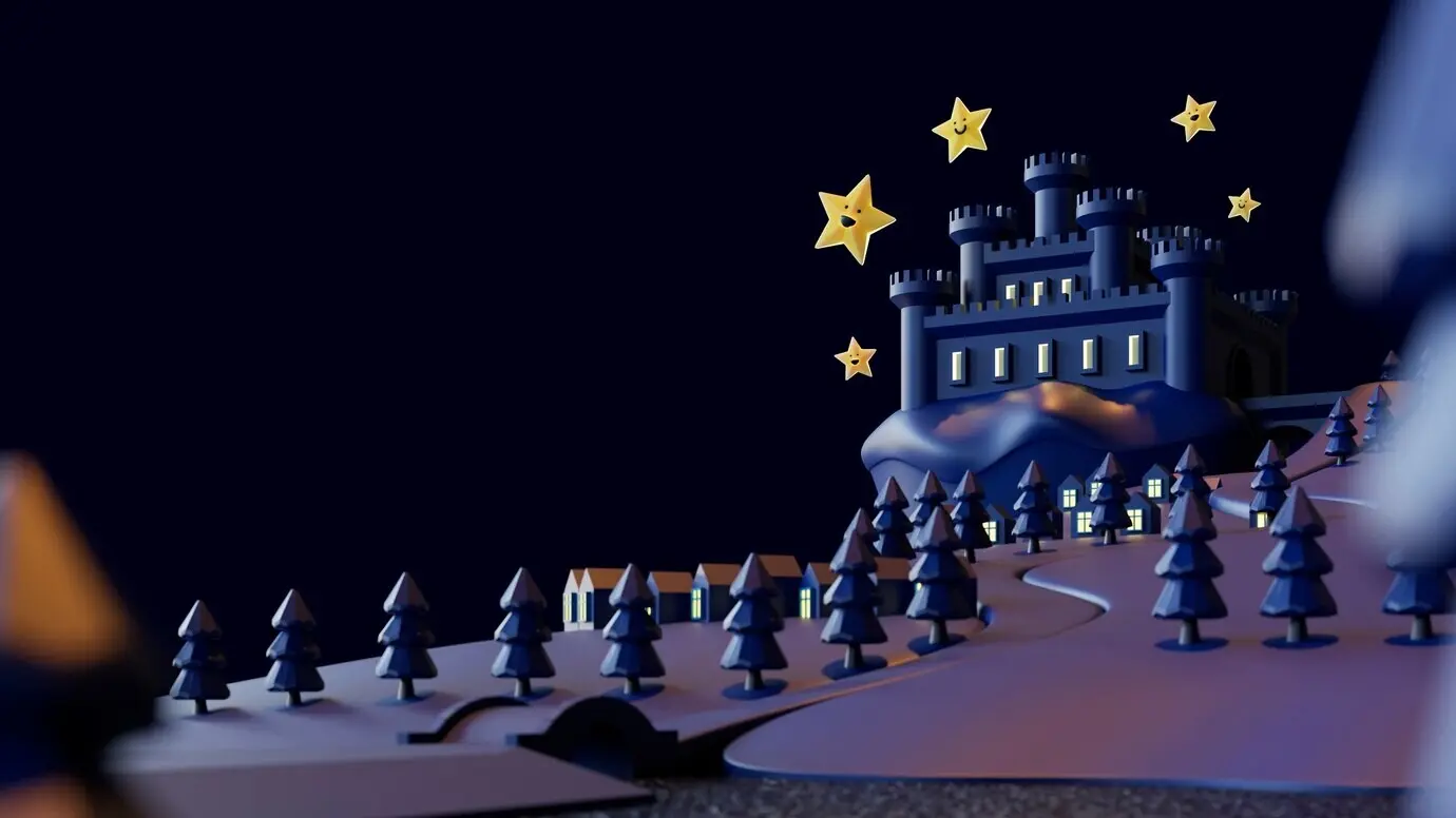 Dreidimensionaler Hintergrund für Kinder mit Schloss