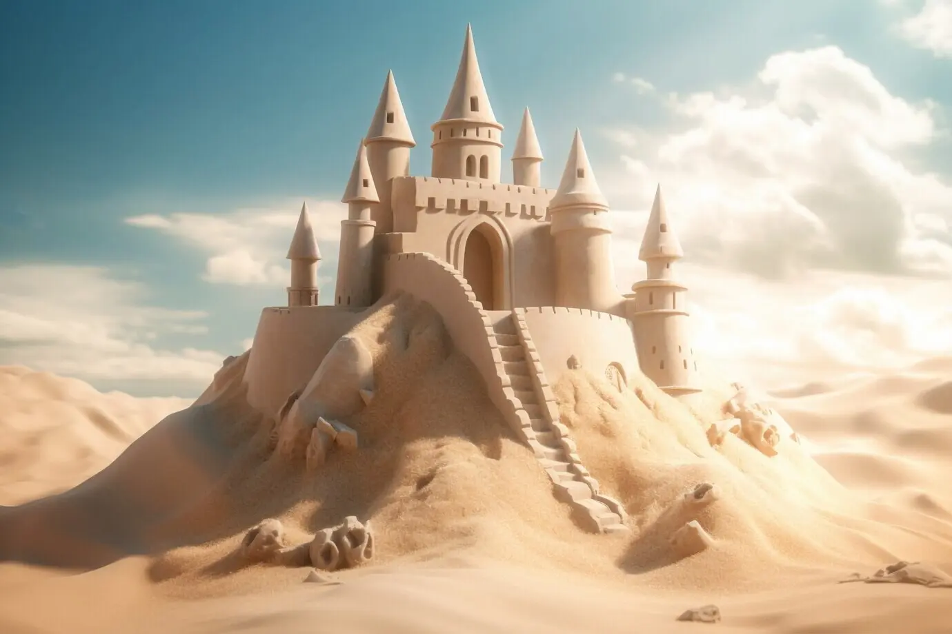 Schönes Sandschloss am Strand